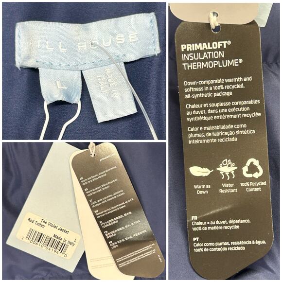 Hill House The Violet Ruffle Sleeve Puffer Jacket Womens L Tartan Plaid NWT Holi - Picture 4 of 16